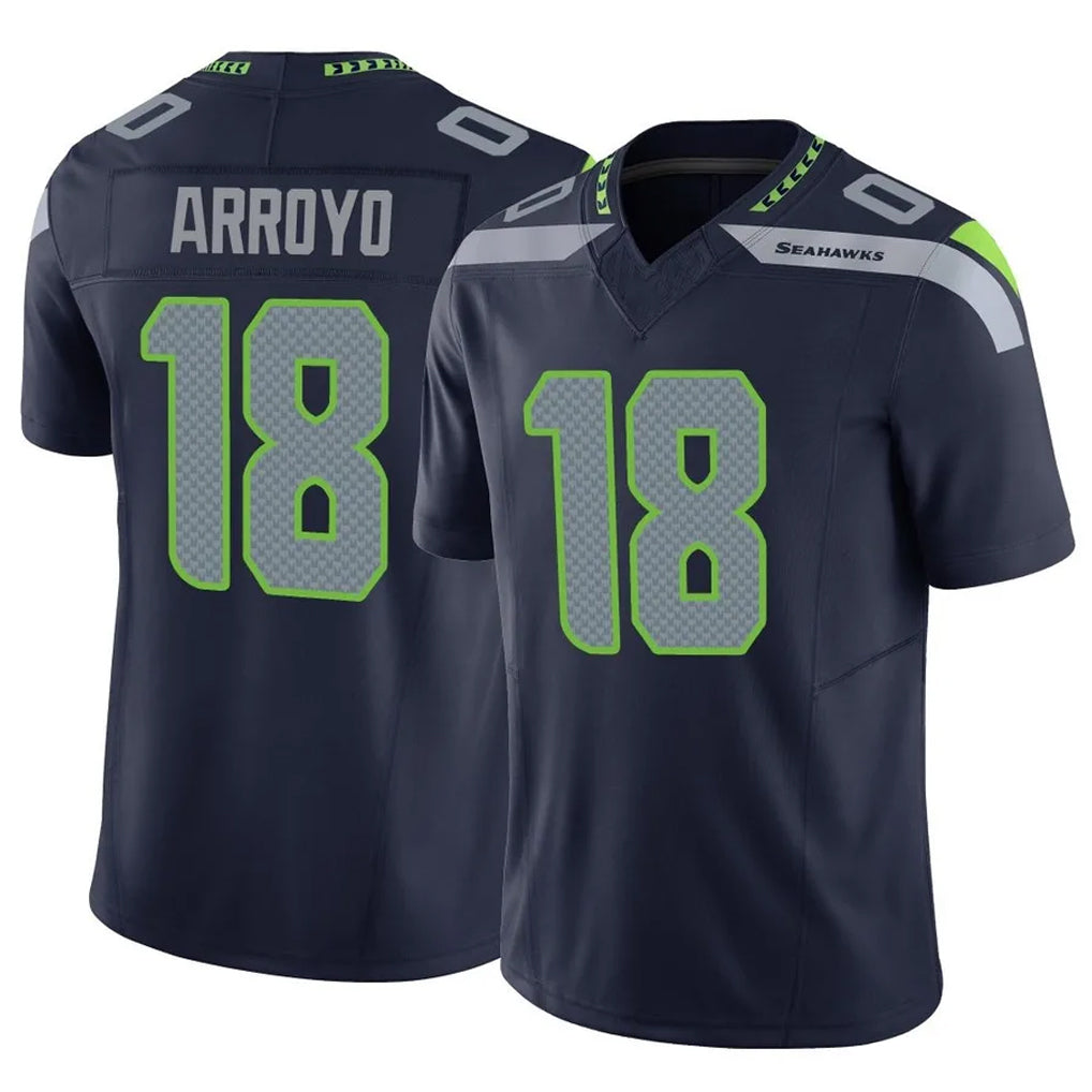 S.Seahawks #18 Elijah Arroyo Player Navy Limited Vapor F.U.S.E. Home Game PETTCS Stitched Jerseys