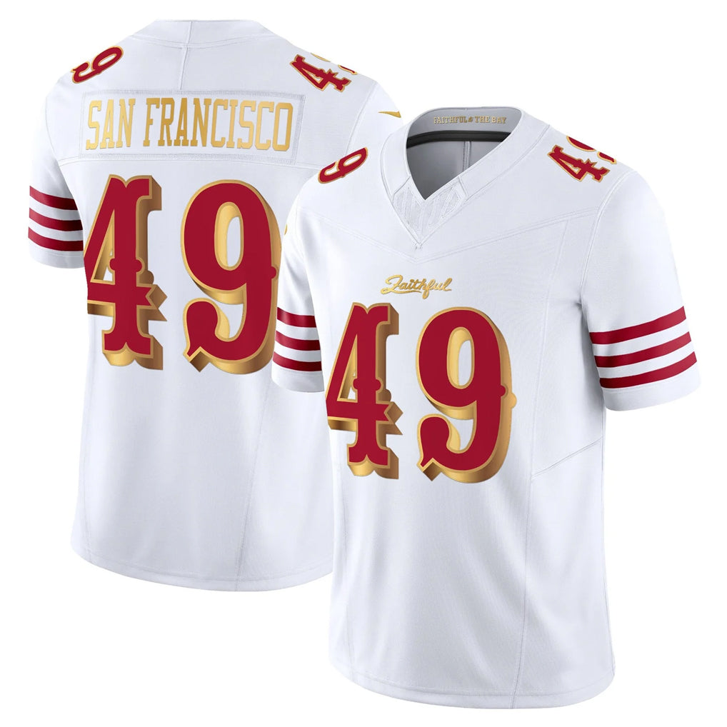 SF.49ers #49 The Faithful Player White 2025 Rivalries Collection Game Limited PETTCS Stitched Jerseys