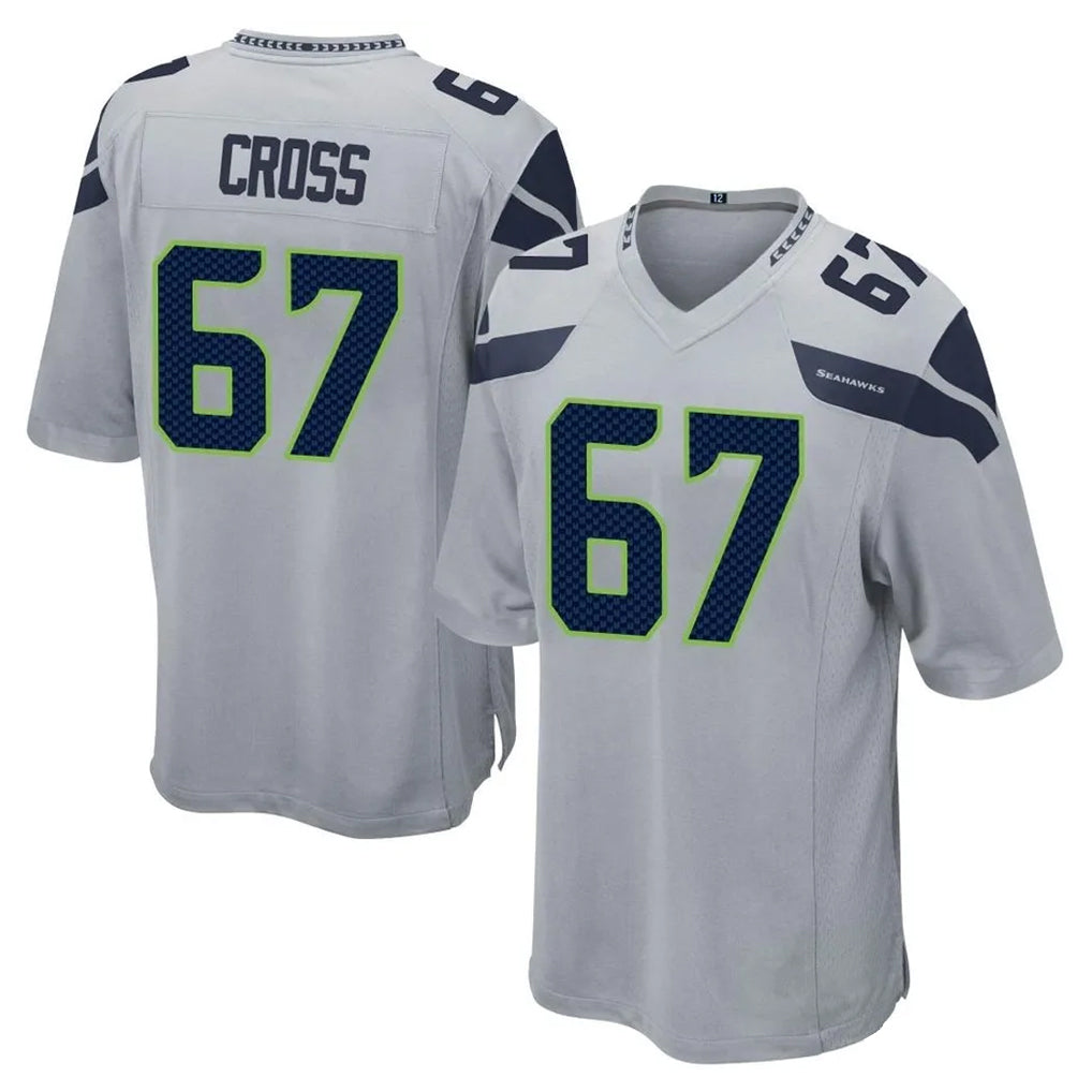 S.Seahawks #67 Charles Cross Player Gray Home Game Ddoa Stitched Jerseys