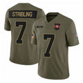 SF.49ers #7 De'Zhaun Stribling Player Olive 2025 Salute To Service Limited Home Game PETTCS Stitched Jerseys