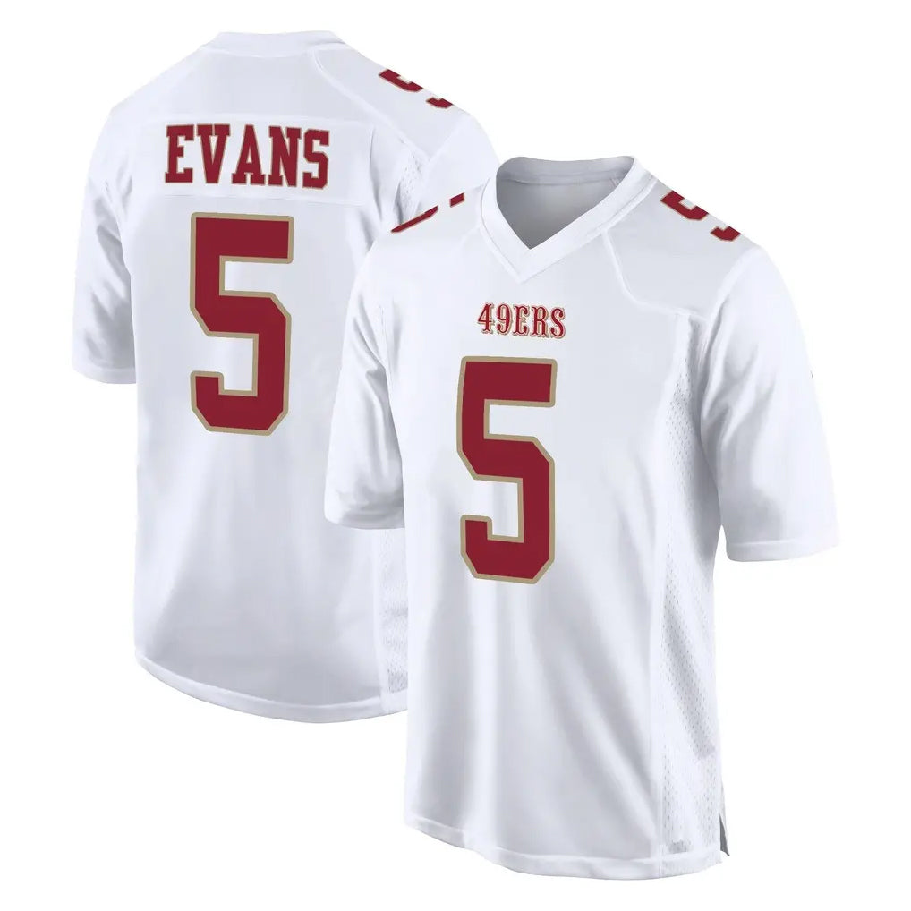 SF.49ers #5 Mike Evans Player White Fashion Home Game PETTCS Stitched Jerseys