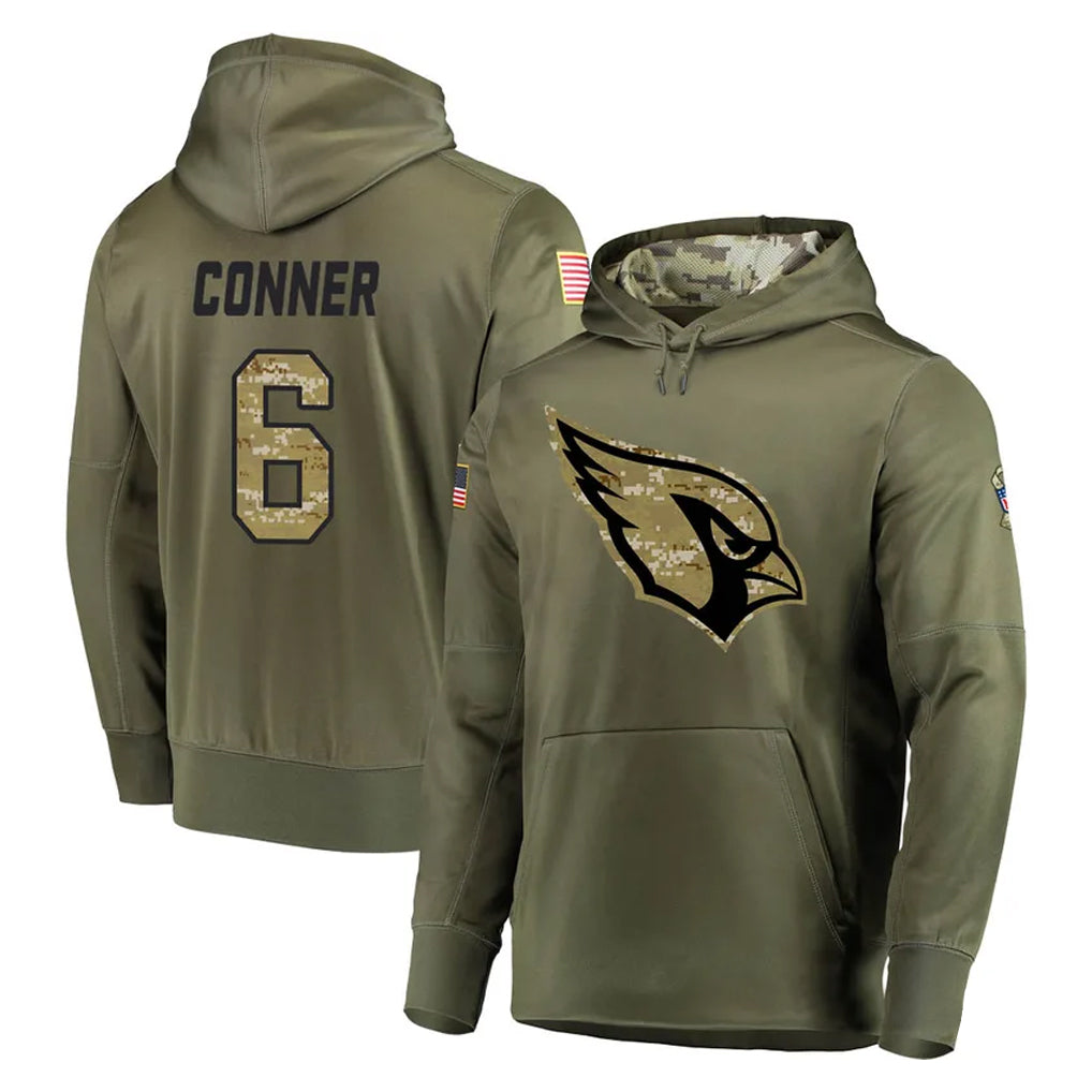 A.Cardinals #6 James Conner Player Olive Salute to Service Limited Hoodie PETTCS Stitched Jerseys