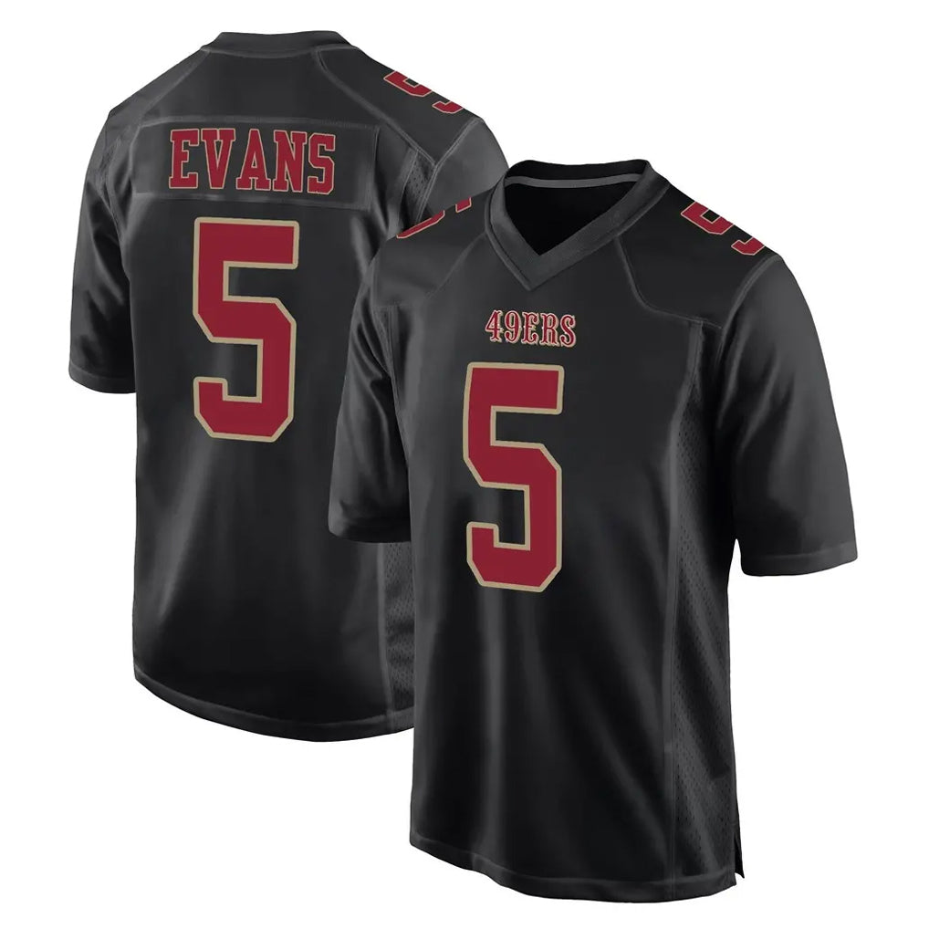 SF.49ers #5 Mike Evans Player Black Fashion Home Game PETTCS Stitched Jerseys