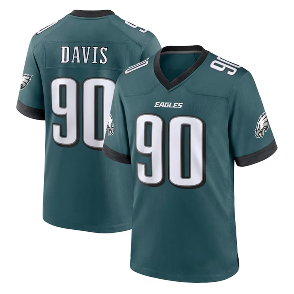 P.Eagles #90 Jordan Davis Player Green Home Game PETTCS Stitched Jerseys