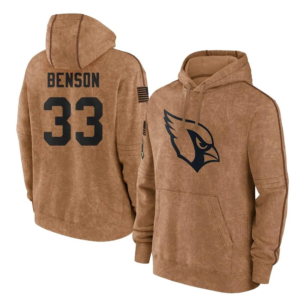 A.Cardinals #33 Trey Benson Player Brown Salute To Service Limited Hoodies PETTCS Stitched Jerseys