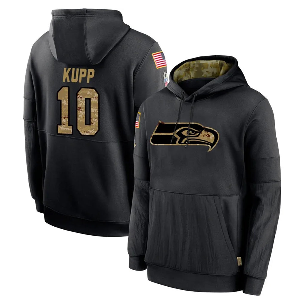 S.Seahawks #10 Cooper Kupp Player Black Salute to Service Hoodies Limited Game PETTCS Stitched Jerseys