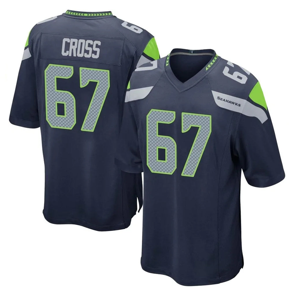 S.Seahawks #67 Charles Cross Player Navy Home Game Ddoa Stitched Jerseys