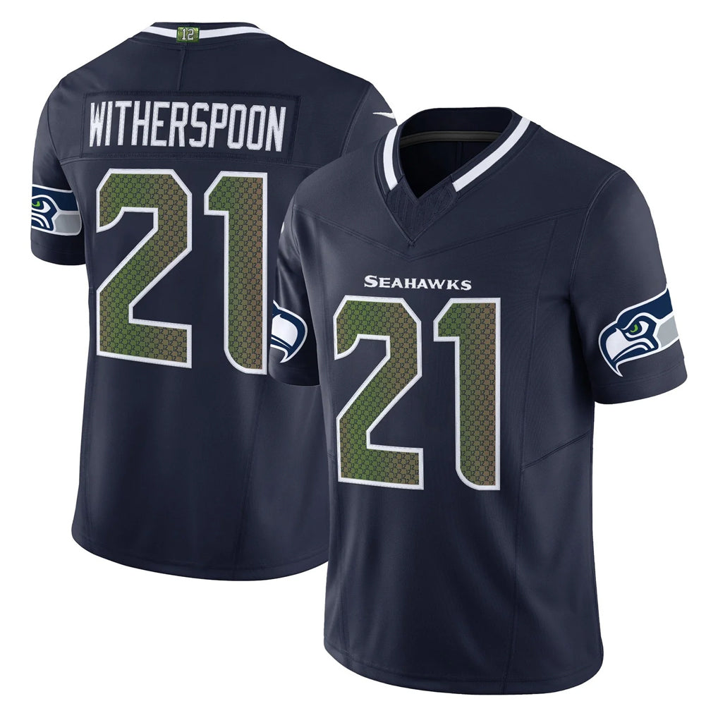 S.Seahawks #21 Devon Witherspoon Player Navy Rivalries Vapor Limited Home Game PETTCS Stitched Jerseys