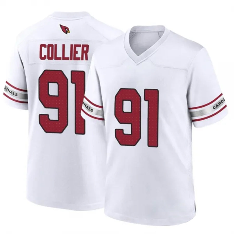 A.Cardinals #91 L.J. Collier Player White Game Home PETTCS Stitched Jerseys