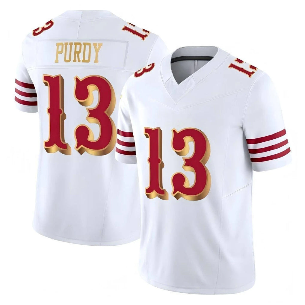SF.49ers #13 Brock Purdy Player White 2025 Rivalries Collection Game Limited PETTCS Stitched Jerseys