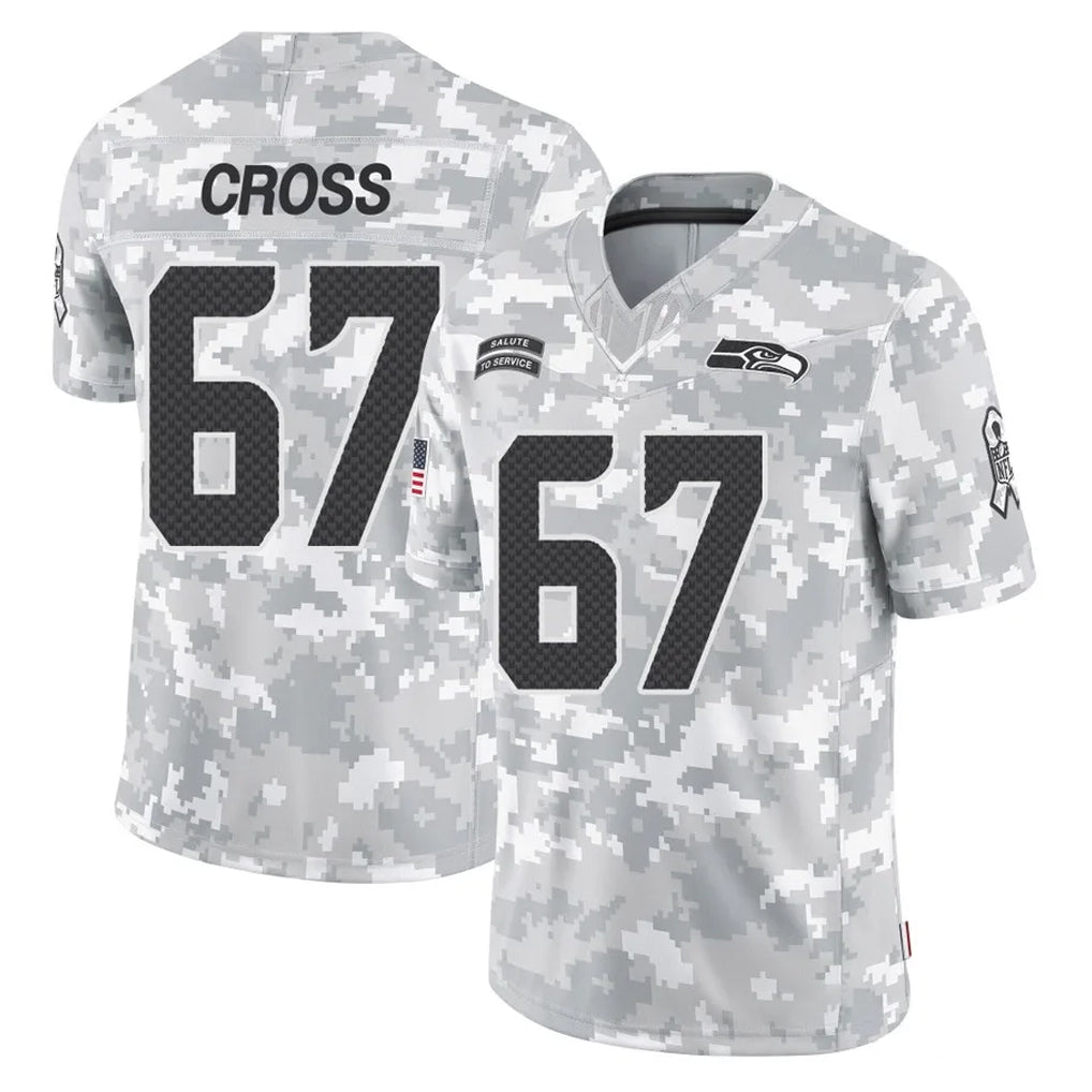 S.Seahawks #67 Charles Cross Player Arctic Camo Limited Salute To Service Home Game PETTCS Stitched Jerseys
