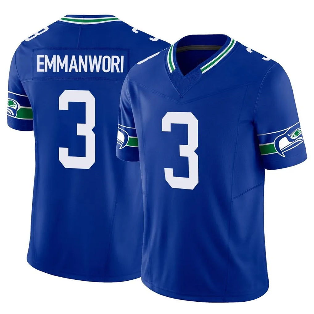 S.Seahawks #3 Nick Emmanwori Player Royal Limited Throwback Vapor F.U.S.E. Home Game PETTCS Stitched Jerseys