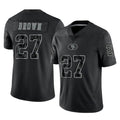 SF.49ers #27 Ji'Ayir Brown Player Black Limited Reflective Home Game PETTCS Stitched Jerseys