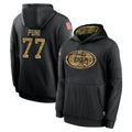 SF.49ers #77 Dominick Puni Player Black Salute to Service Sideline Performance Pullover Hoodies Home Game PETTCS Stitched Jerseys