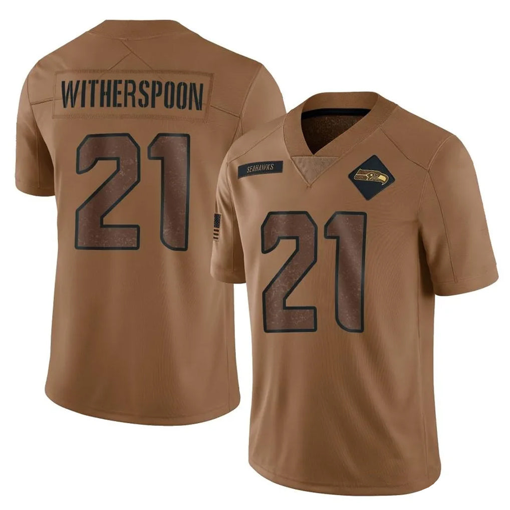 S.Seahawks #21 Devon Witherspoon Player Brown Limited Salute To Service Home Game PETTCS Stitched Jerseys