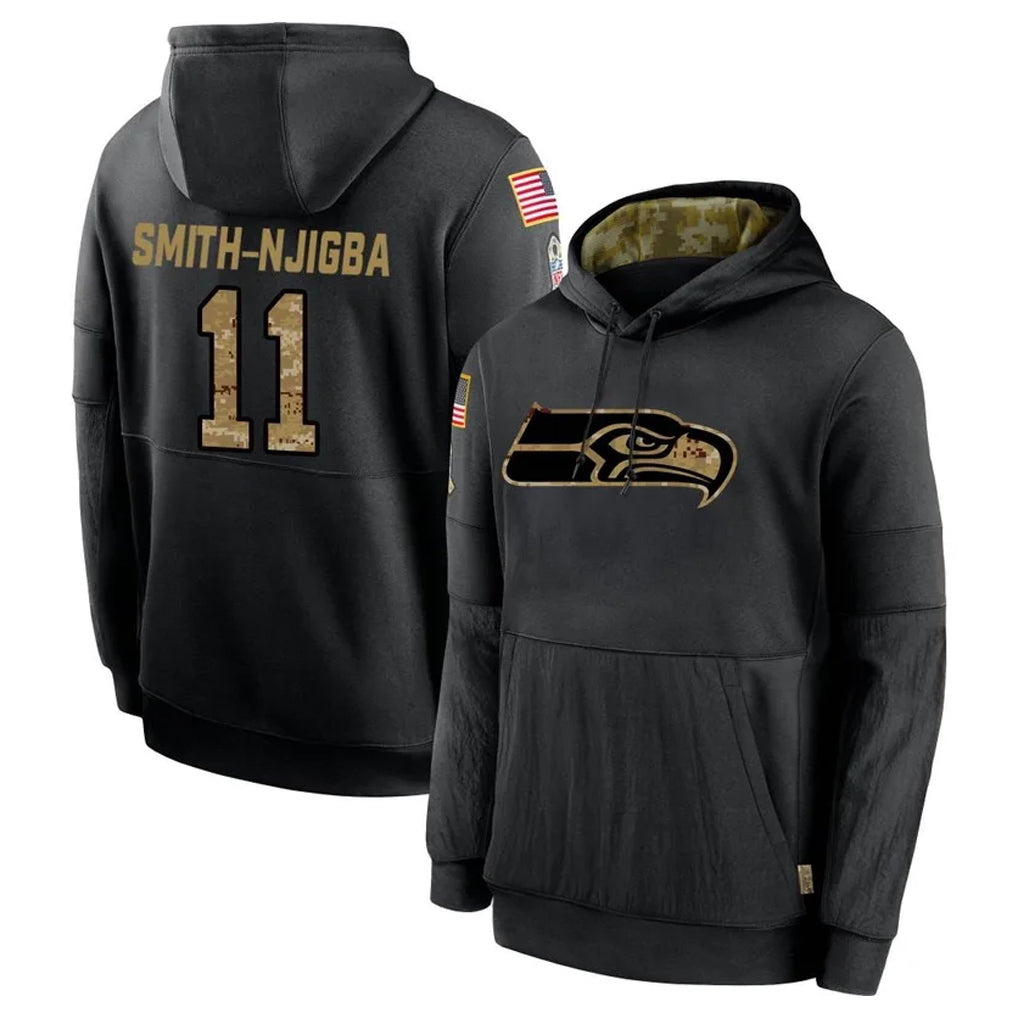 S.Seahawks #13 Ernest Jones IV Player Black Salute to Service Hoodies Limited Game PETTCS Stitched Jerseys