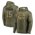 SF.49ers #15 De'Zhaun Stribling Player Olive Salute to Service Pullover Hoodie Home Game PETTCS Stitched Jerseys