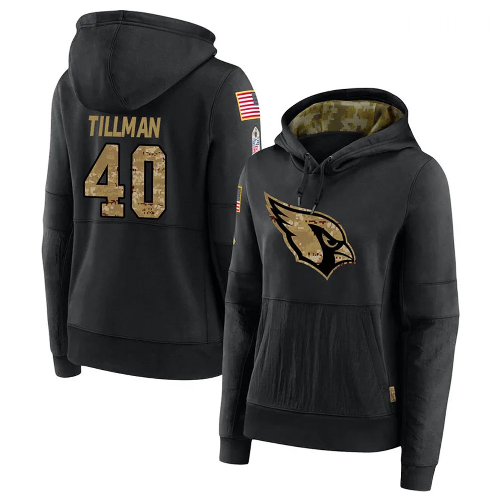 A.Cardinals #40 Pat Tillman Player Black Salute to Service Limited Hoodie PETTCS Stitched Jerseys