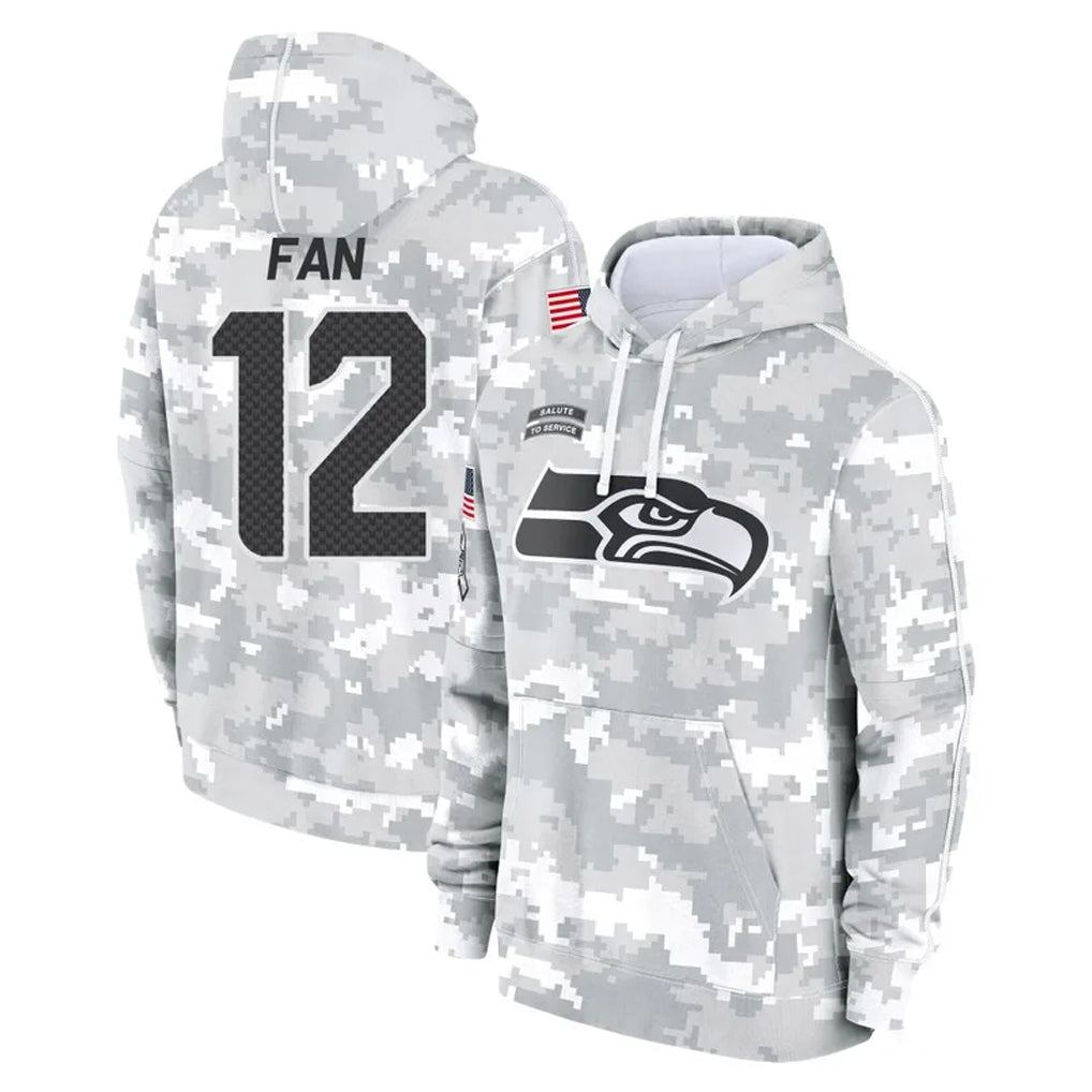 S.Seahawks #12 12th Fan Player Arctic Camo Limited Salute to Service Pullover Hoodies Game PETTCS Stitched Jerseys
