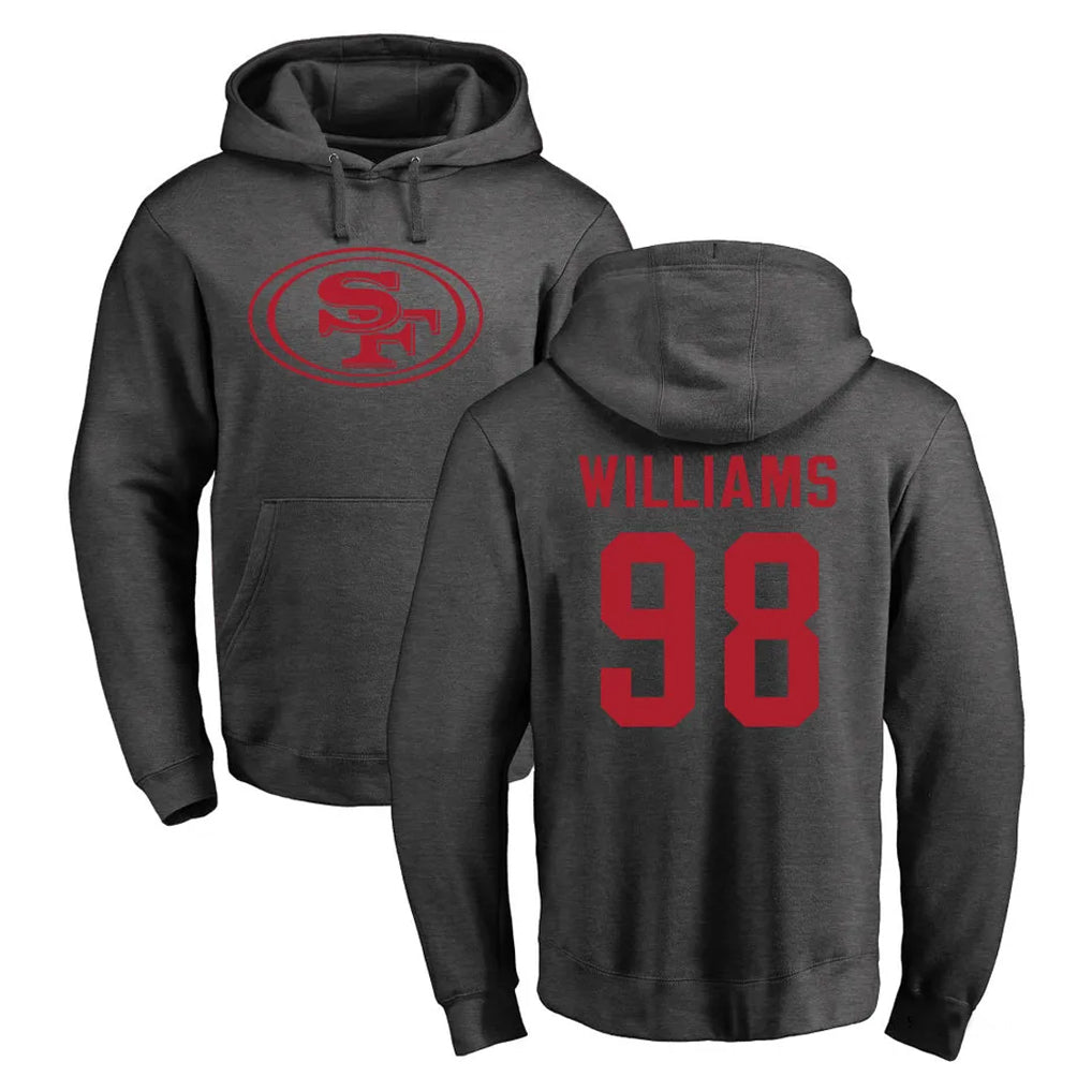 SF.49ers #98 Mykel Williams Player Anthracite Pullover Hoodies Home Game PETTCS Stitched Jerseys