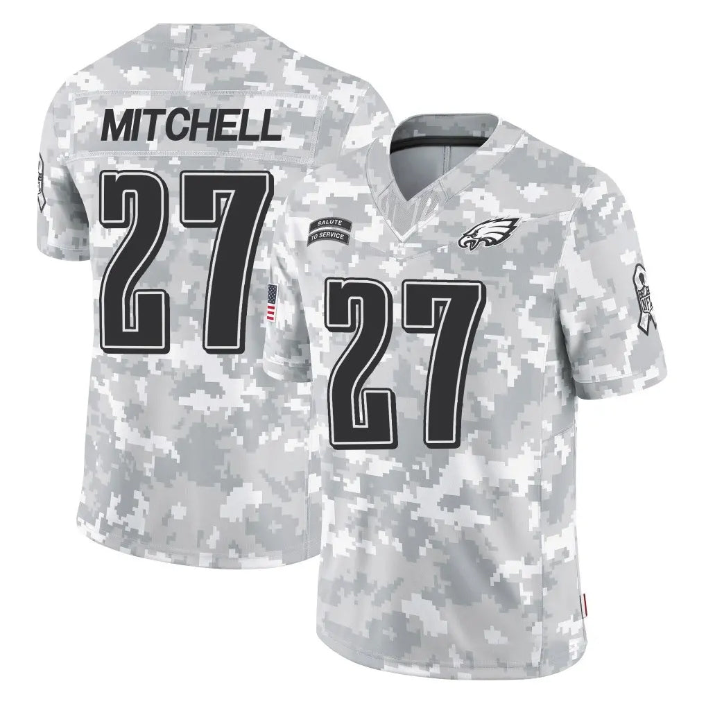 P.Eagles #27 Quinyon Mitchell Player Arctic Camo Salute to Service Limited Game PETTCS Stitched Jerseys