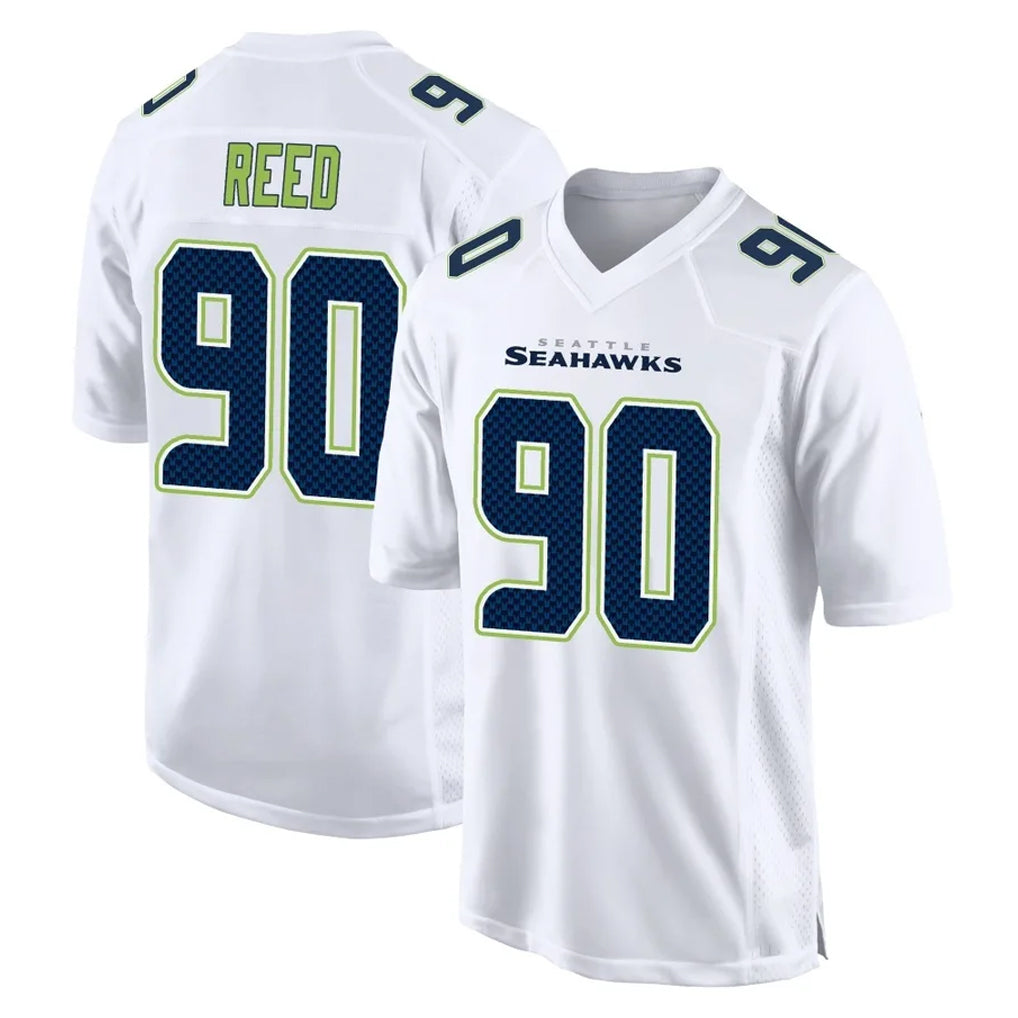 S.Seahawks #90 Jarran Reed Player White Tundra Fashion Home Game PETTCS Stitched Jerseys