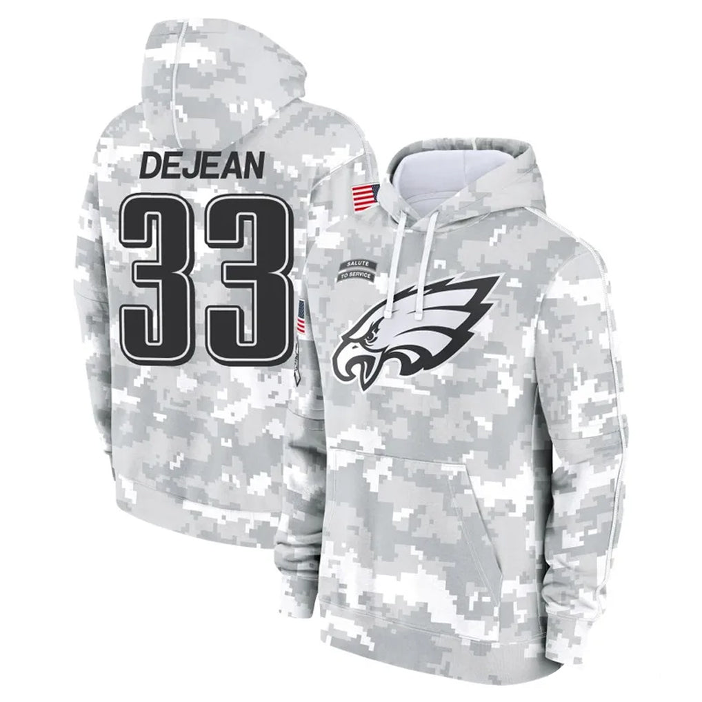 P.Eagles #33 Cooper DeJean Player Arctic Camo Salute to Service Pullover Hoodies Limited Game PETTCS Stitched Jerseys