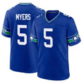 S.Seahawks #5 Jason Myers Player Royal Throwback Home Game PETTCS Stitched Jerseys