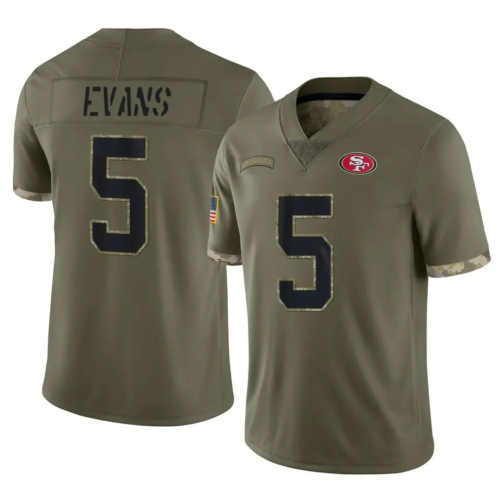 SF.49ers #5 Mike Evans Player Olive Limited Salute To Service Home Game PETTCS Stitched Jerseys