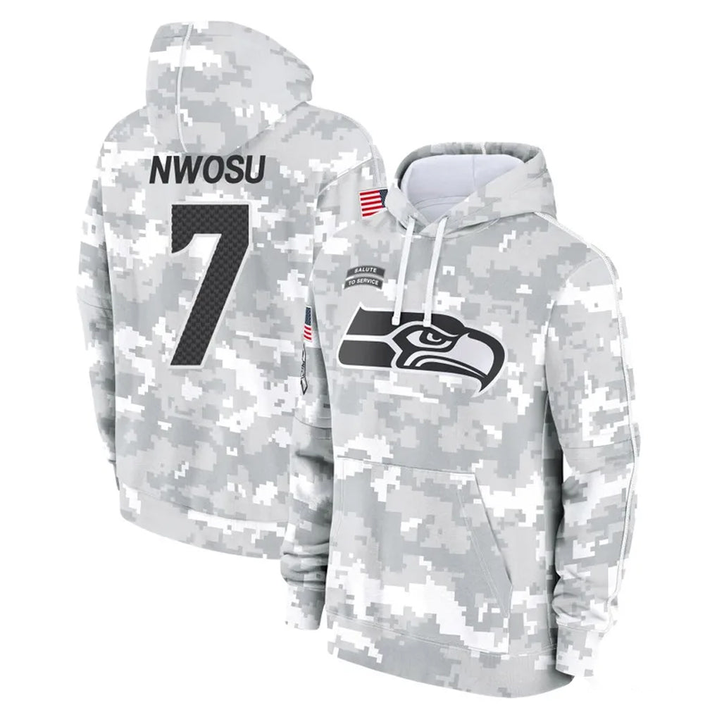 S.Seahawks #7 Uchenna Nwosu Player Arctic Camo Limited Salute to Service Pullover Hoodies Game PETTCS Stitched Jerseys