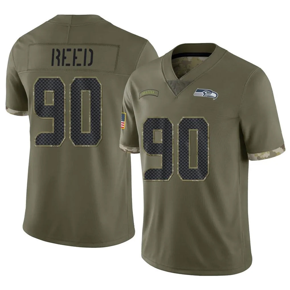 S.Seahawks #90 Jarran Reed Player Olive Limited Salute To Service Home Game PETTCS Stitched Jerseys