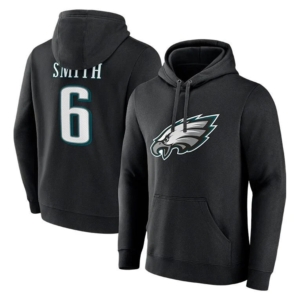 P.Eagles #6 DeVonta Smith Player Black Pullover Hoodies Home Game PETTCS Stitched Jerseys
