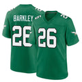 P.Eagles #26 Saquon Barkley Player Green Kelly Alternate Home Game PETTCS Stitched Jerseys
