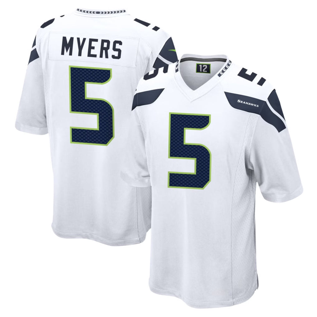 S.Seahawks #5 Jason Myers Player White Home Game PETTCS Stitched Jerseys