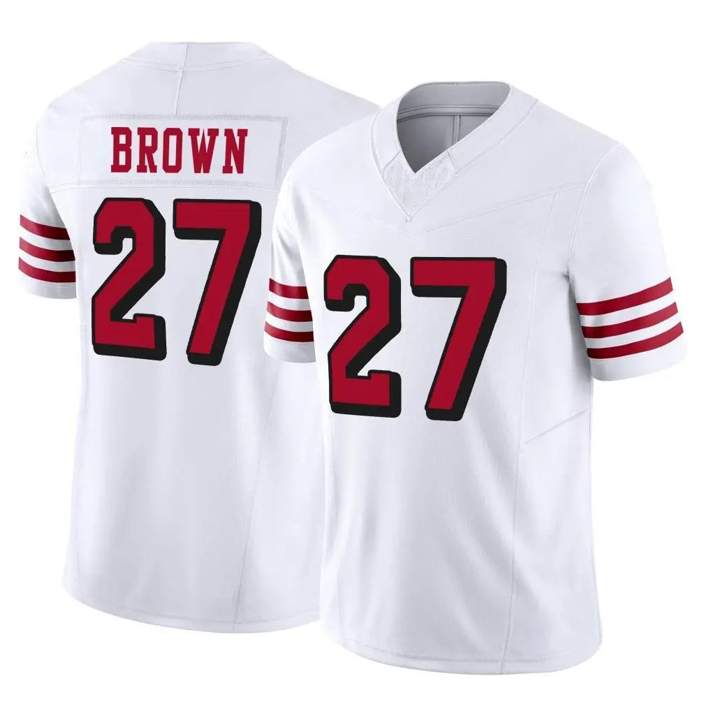 SF.49ers #27 Ji'Ayir Brown Player White Limited Alternate Vapor F.U.S.E. Home Game PETTCS Stitched Jerseys