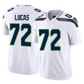 S.Seahawks #72 Abraham Lucas Player White Limited Vapor F.U.S.E. Home Game PETTCS Stitched Jerseys