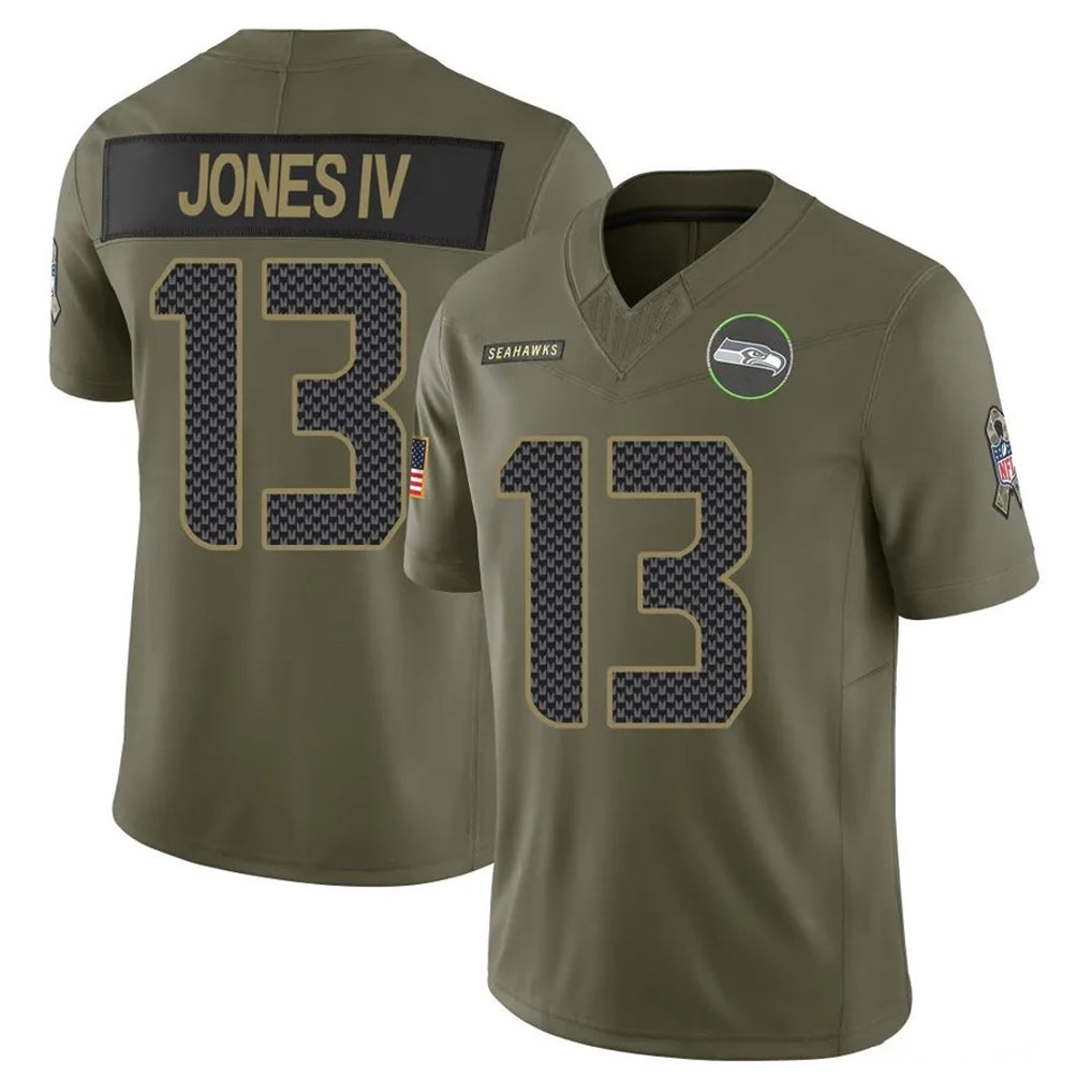 S.Seahawks #13 Ernest Jones IV Player Olive 2025 Salute To Service Limited Home Game PETTCS Stitched Jerseys