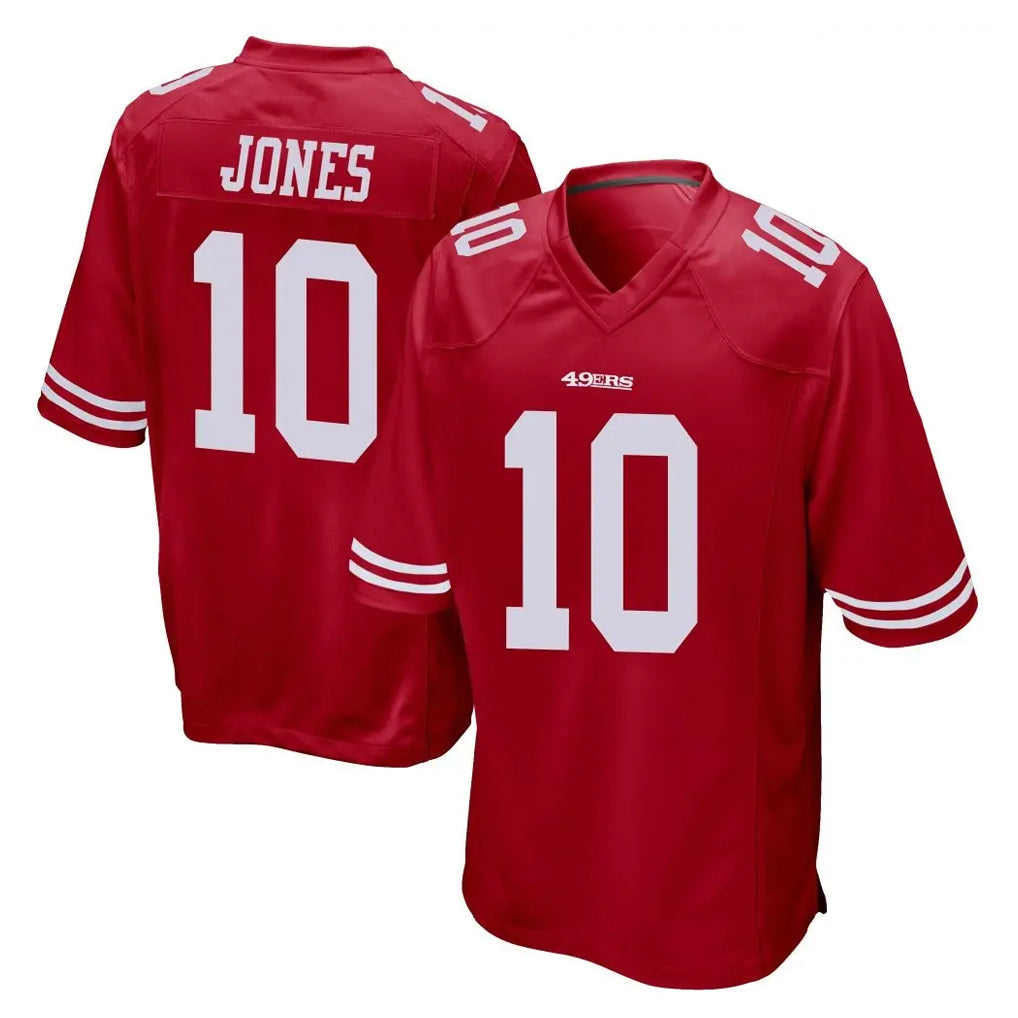 SF.49ers #10 Mac Jones Player Red Home Game PETTCS Stitched Jerseys
