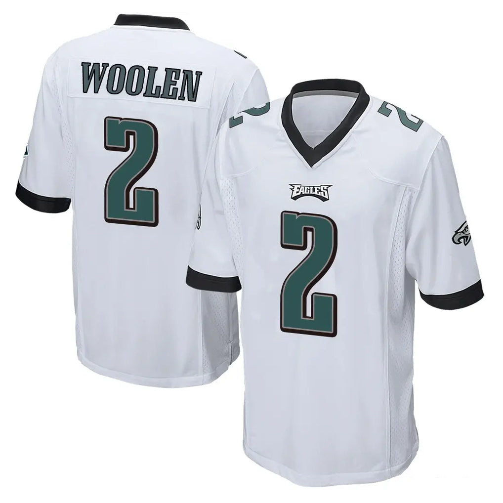 P.Eagles #2 Riq Woolen Player White Home Game PETTCS Stitched Jerseys