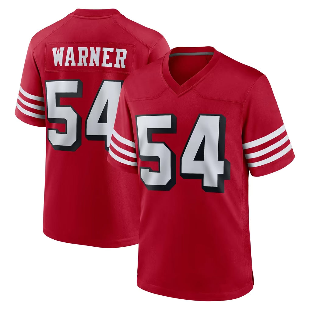 SF.49ers #54 Fred Warner Player Red Limited Alternate Home Game PETTCS Stitched Jerseys