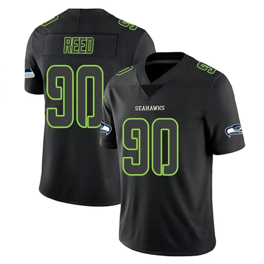 S.Seahawks #90 Jarran Reed Player Black Impact Limited Home Game PETTCS Stitched Jerseys
