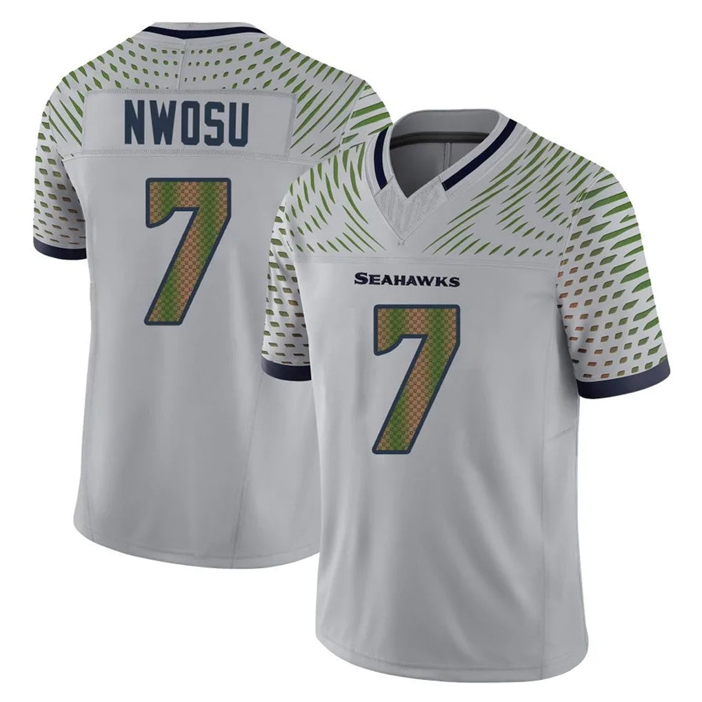S.Seahawks #7 Uchenna Nwosu Player Grey Limited 2025 Rivalries Collection Home Game PETTCS Stitched Jerseys