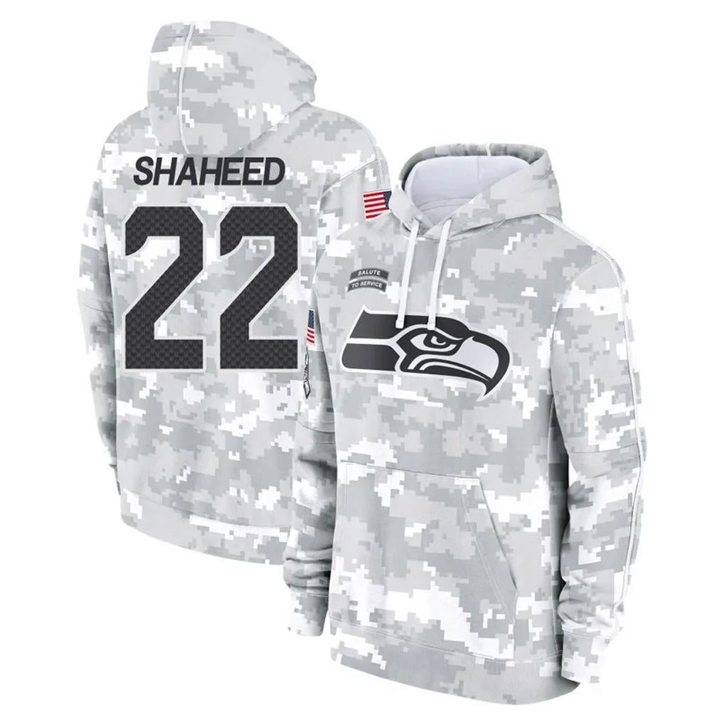 S.Seahawks #22 Rashid Shaheed Player Arctic Camo Limited Salute to Service Pullover Hoodies Game PETTCS Stitched Jerseys