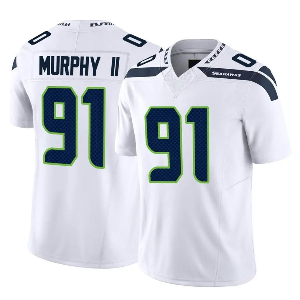 S.Seahawks #91 Byron Murphy II Player White Limited Vapor F.U.S.E. Home Game PETTCS Stitched Jerseys