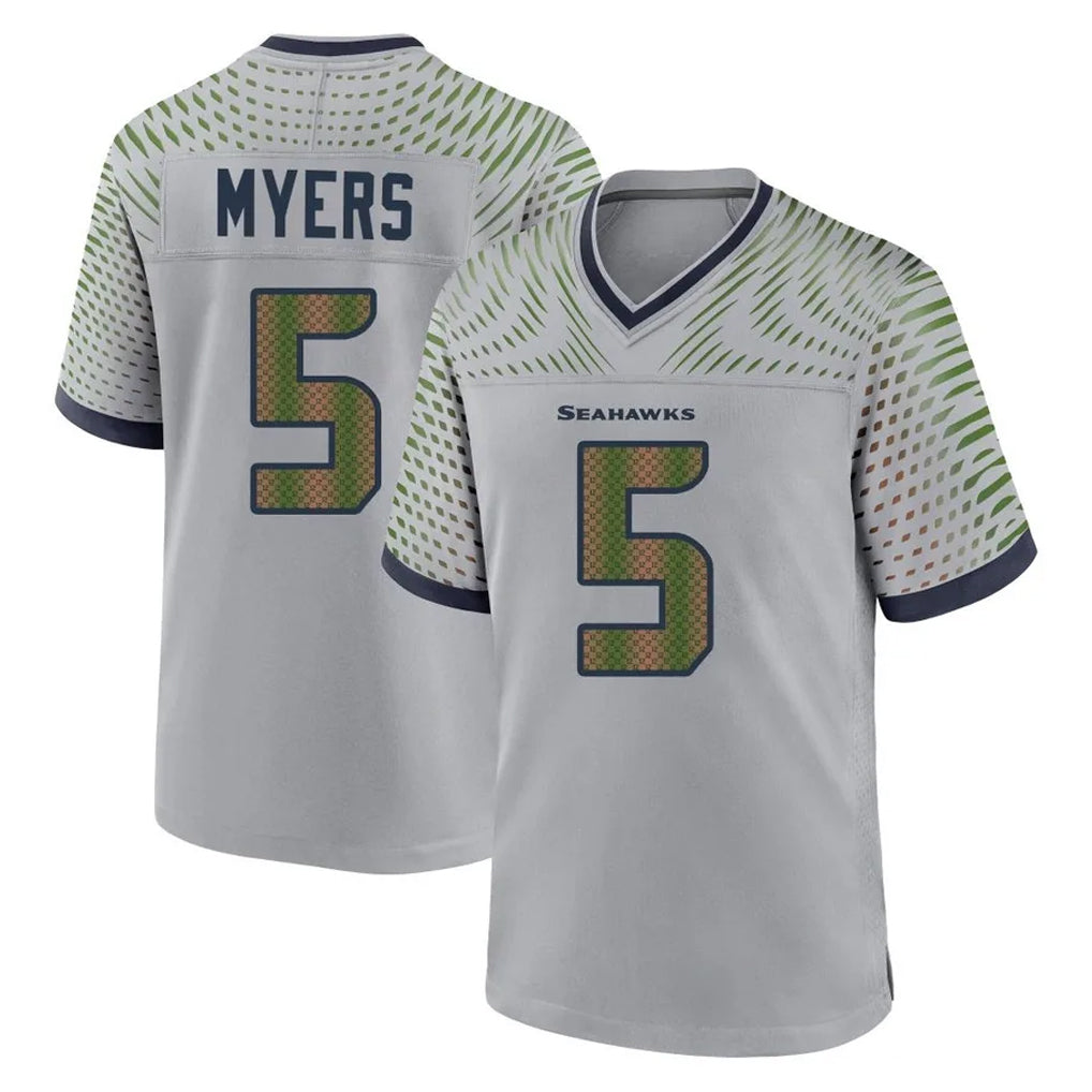 S.Seahawks #5 Jason Myers Player Grey 2025 Rivalries Collection Home Game PETTCS Stitched Jerseys