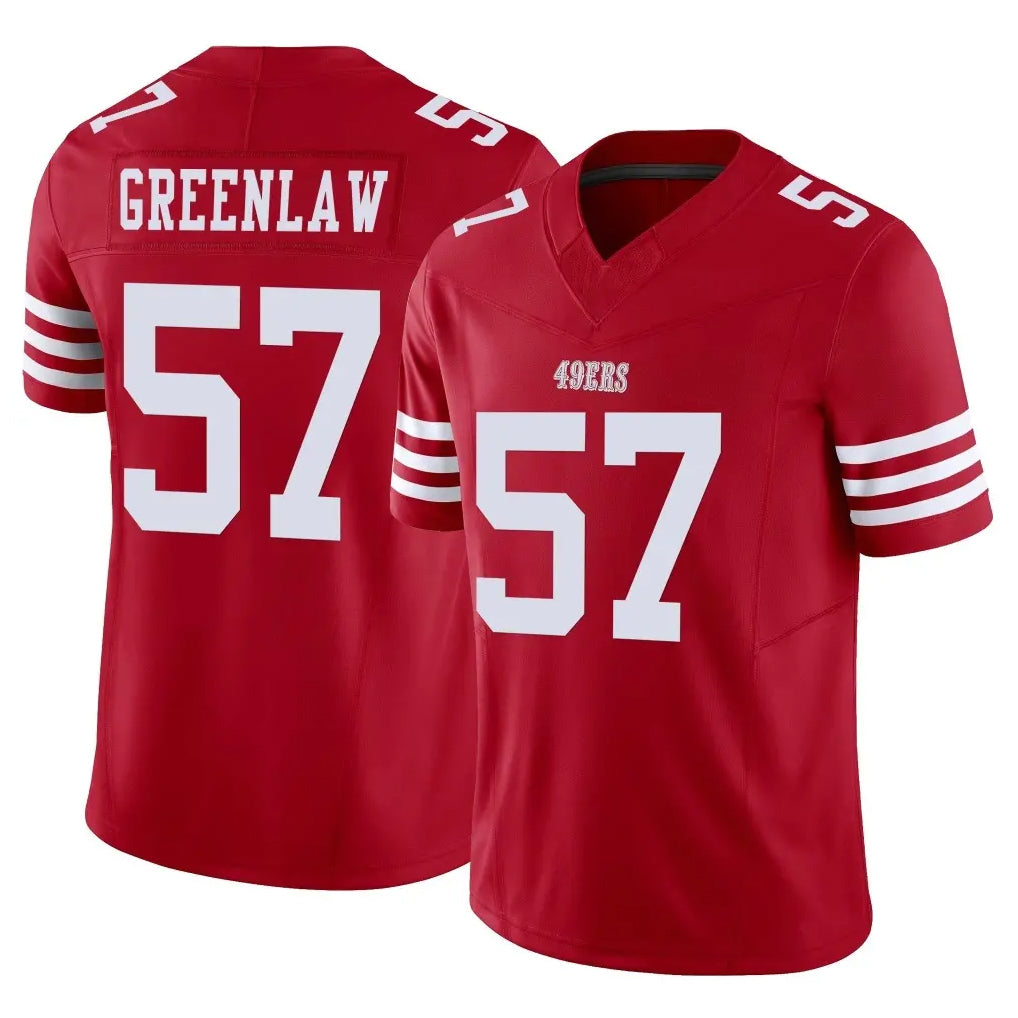 SF.49ers #57 Dre Greenlaw Player Red Limited Vapor F.U.S.E. Home Game PETTCS Stitched Jerseys