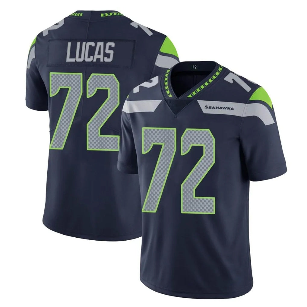 S.Seahawks #72 Abraham Lucas Player Navy Limited Vapor Untouchable Home Game PETTCS Stitched Jerseys
