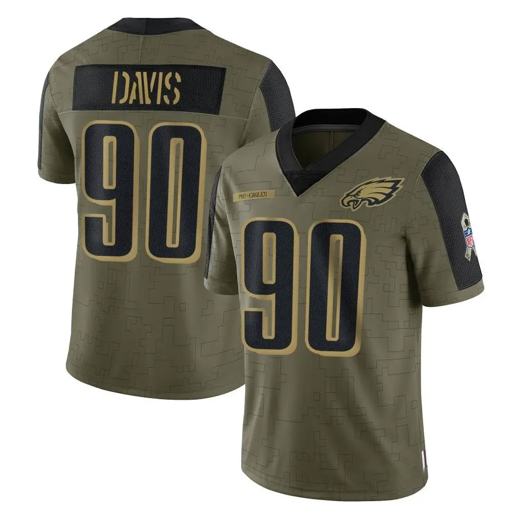 P.Eagles #90 Jordan Davis Player Olive Salute To Service Limited Game PETTCS Stitched Jerseys