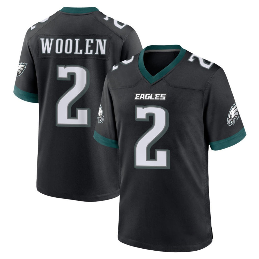 P.Eagles #2 Riq Woolen Player Black Game Home PETTCS Stitched Jerseys