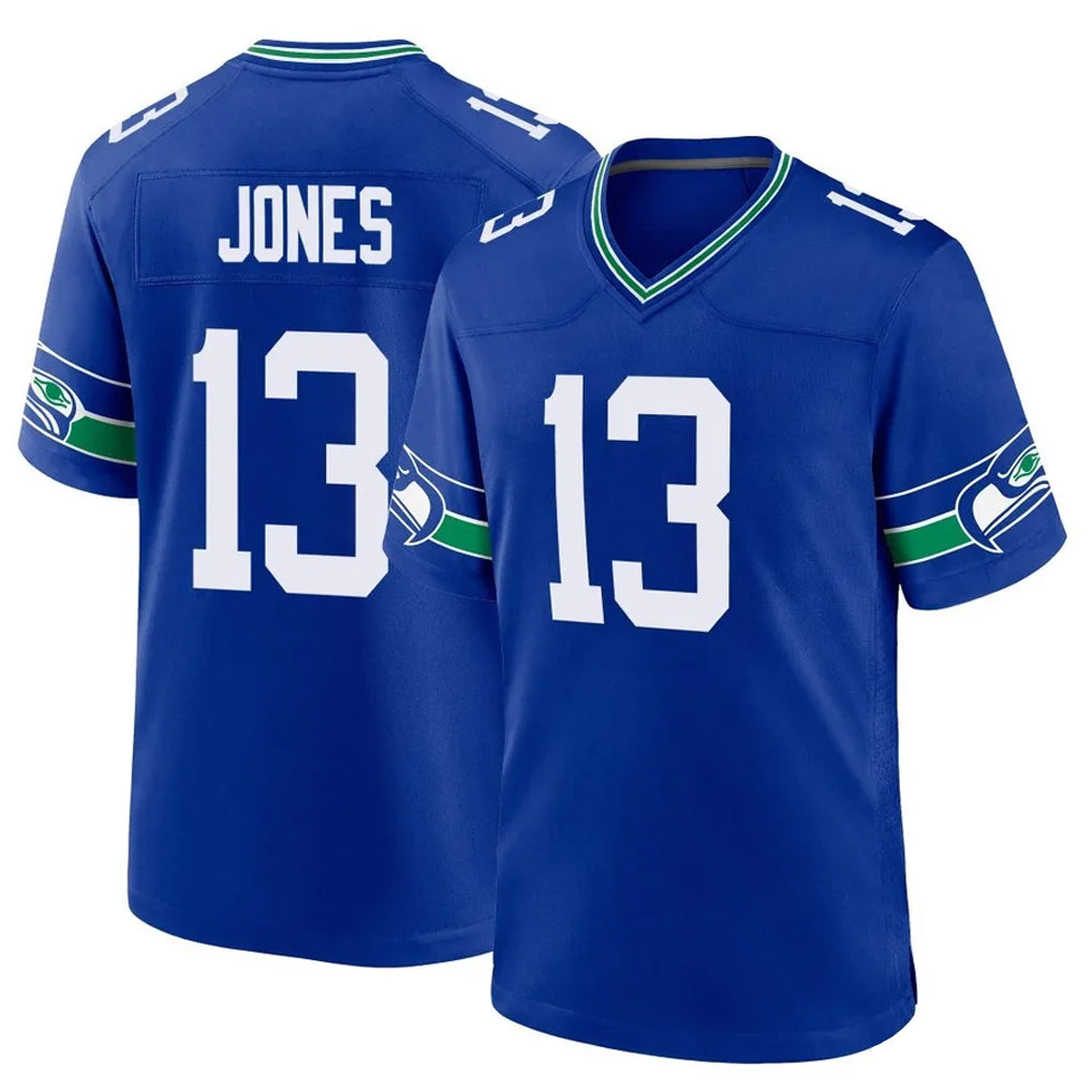 S.Seahawks #13 Ernest Jones IV Player Royal Throwback Home Game PETTCS Stitched Jerseys